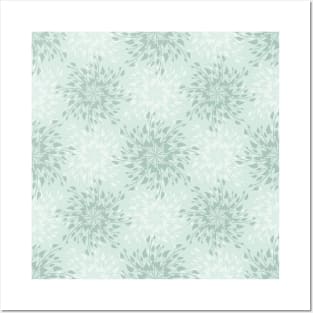 Blue-Green Floral Mandala Pattern Posters and Art